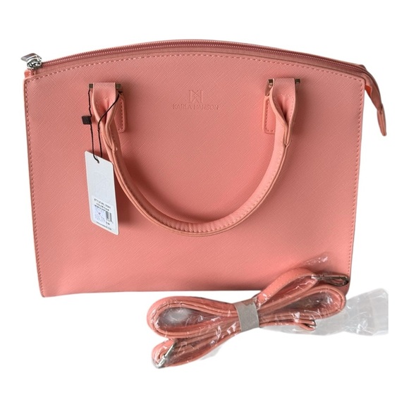 Karla Hanson Grace Satchel Bag Coral Silver Hardware Removable Crossbody Strap - Picture 13 of 16